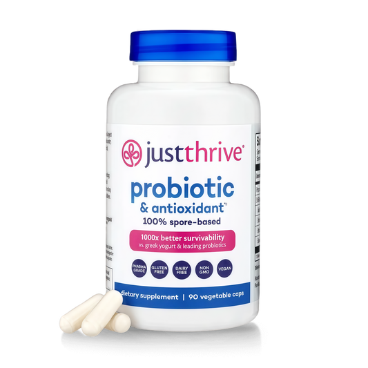 Just Thrive Probiotic & Antioxidant Supplement - 100% Spore-Based Digestive and Immune Support - Gluten Free, 90 Caps